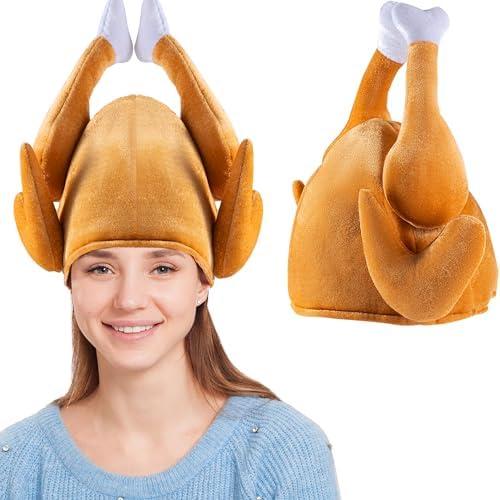 Spooktacular Creations 2 Pack Plush Roasted Turkey Hats for Thanksgiving and Halloween Costume Dress Up Party