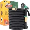 Flexi Hose Expandable Garden Hose with 8 Function Nozzle, 150FT  Lightweight Retractable Garden Hose, Water Hose  NoKink Flexibility, 3/4 Inch Solid Brass Fittings and Double Latex Core