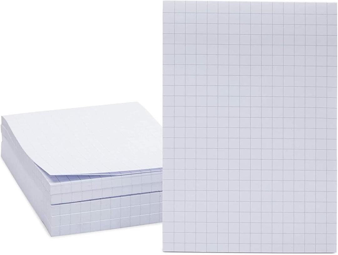 Grid Paper Sticky Notes, 50 Sheets Writing Notepad (4 x 6 in, 6 Pack)