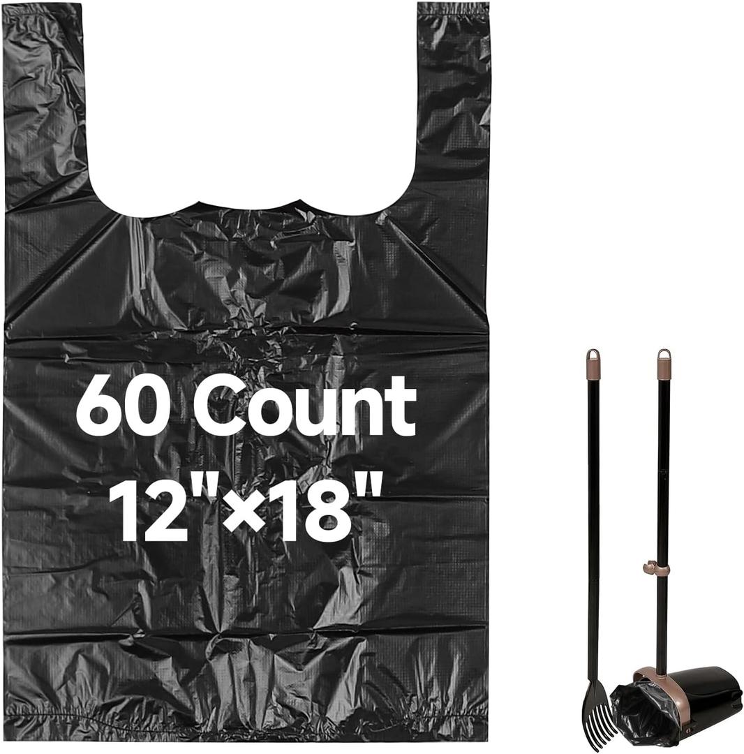 60 Count Pooper Scooper Bags Compatible with Arm and Hammer, Dog Waste Bags with Easy-Tie Handles, Extra Thick with No-Leakage Pet Poop Bag for Swivel Bin and Rake, Multi-Use (Only Dog Poop Bags)