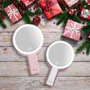 LitBear Travel Makeup Mirror with Lights, Rechargeable Double-Sided 10X/1X Magnifying Mirror, Portable Lighted Beauty Mirror, 3 Color Lighting, Dimmable Touch Screen, Tabletop Handhold Hanging (Pink)
