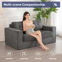 MAXYOYO Bean Bag Chair for Adults, Upholstered Floor Sofa with Armrests, Loveseat Boneless Couch with Tufted Cushion & Backrest, Sofa in A Box, Large Bean Bag Couch for Bedroom Living Room, Dark Grey