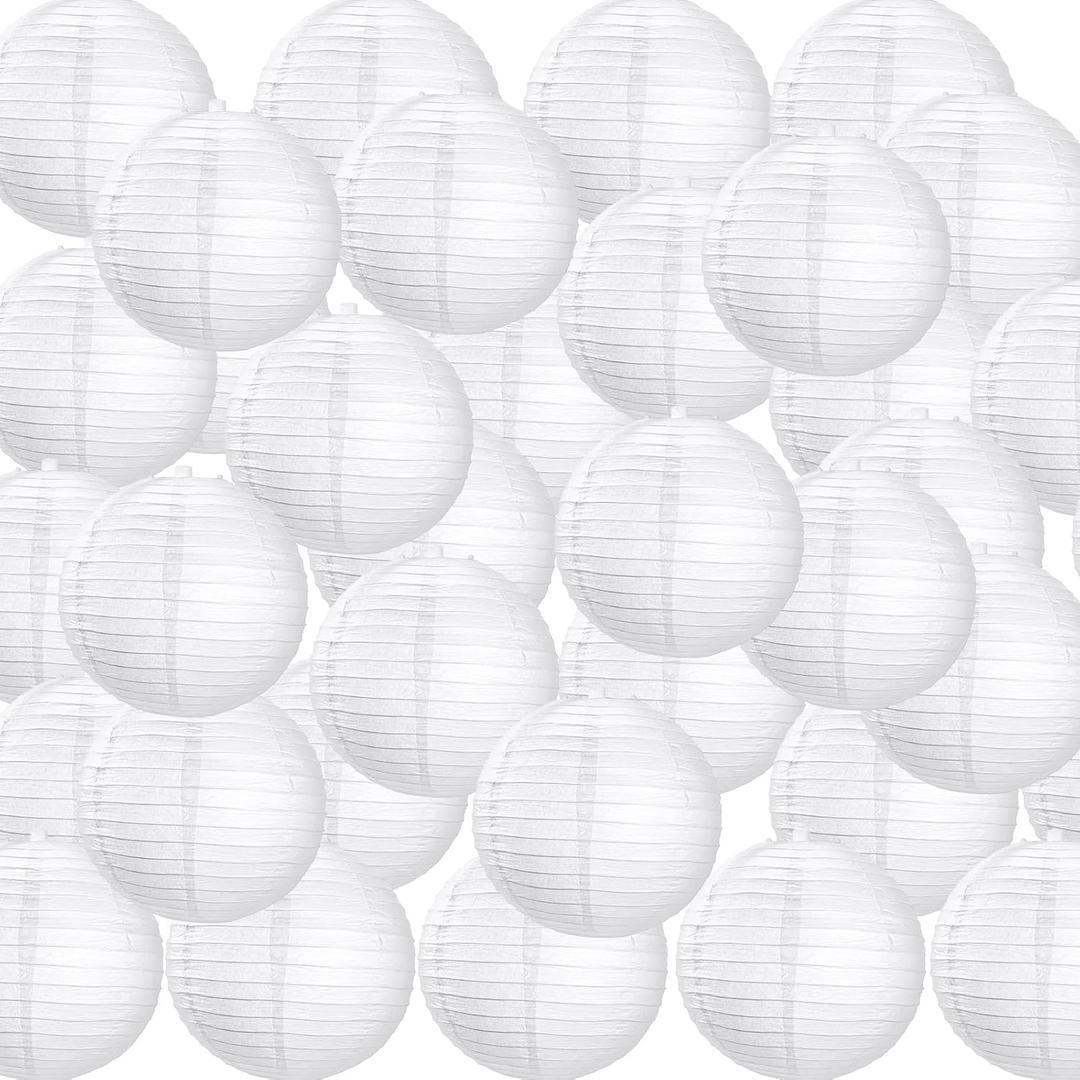 Treela 90 Pack White Chinese Japanese Paper Lanterns Decorative Hanging Ball Paper Lantern Lamps for Wedding Birthday Party Baby Shower Home Decorations(4 Inch)