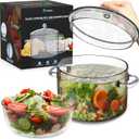 Glass Pots For Cooking on Stove - 1.9L/64oz - Heat-Resistant Glass Cooking Pot with Lid, Microwave and Dishwasher Safe, Glass Saucepan, Simmer Pot - Includes Bowl