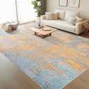 Merelax 6x9 Blue Yellow Area Rugs for Living Room, Large Abstract Modern Machine Washable Rug for Bedroom Playroom, Boho Vintage Rugs for Dining Room Office Study Non Slip Carpet, Soft Low Pile Rugs (6x9 Feet)
