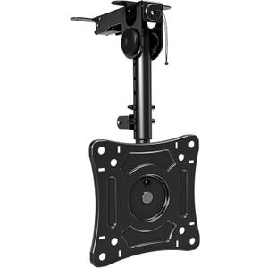 MOUNTUP Folding Under Cabinet TV Mount - Flip Down & Swivel TV Bracket, Fits 13-32" LCD Screens up to 22 Lbs, VESA 75x75 & 100x100mm, Space Saving Height Adjustable Under Counter Monitor Mount, MU0049