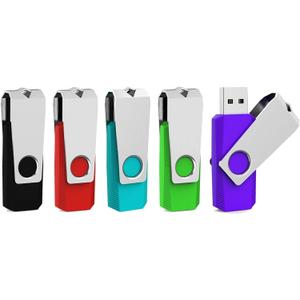 Aiibe 64GB Flash Drive 3.0 5 Pack 64GB USB 3.0 Thumb Drive USB Drives 64 GB Jump Drive Memory Stick Multi Pack 64 GB Flash Drives (64G, 5 Mixed Colors: Black Red Cyan Green Purple)
