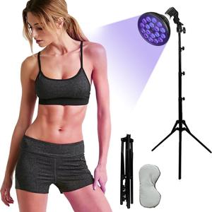 Tanning Lamp, Foldable Solarium Light Tanning Device with Eye Mask, 18Pcs LED Adjustable Stand Multiangle Irradiation Self Tanning Machine with Tripod for Face, Body