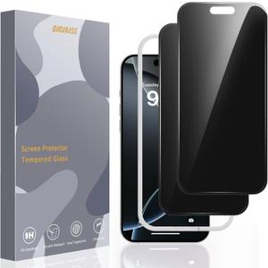 Compatible for iPhone 17 Air Privacy Screen Protector 6.5 inch, Anti Spy Anti Blue Light HD Tempered Glass Screen Protector Easy Installation, Case Friendly, 2 Pack Black