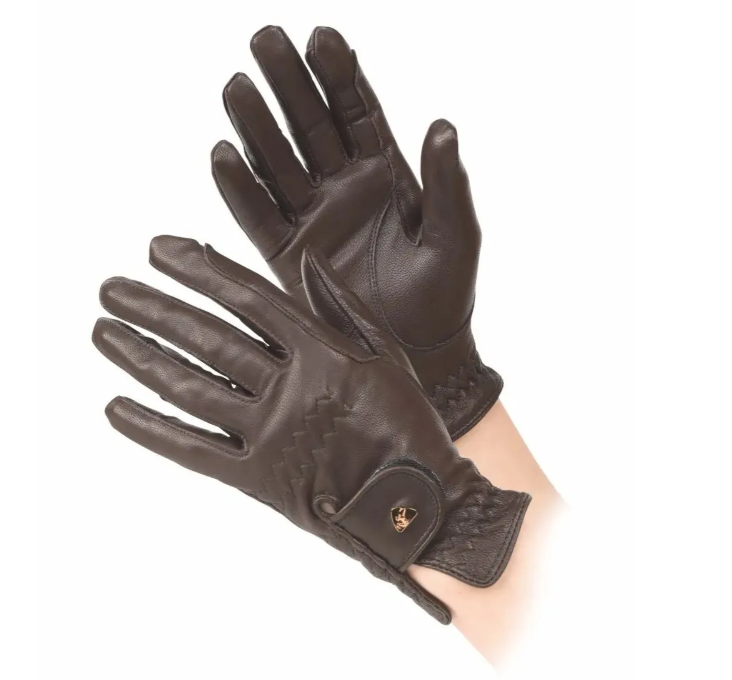 Shires Aubrion Leather Riding Gloves - Brown 