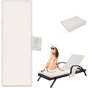 Outdoor Chaise Lounge Cushion Covers Only (Not Includes Cushion), 80x26x3 Inch Patio Cushion Slipcovers Waterproof Anti-Slip Lounge Chair Replacement Cover with Zipper Ties (Light Khaki)