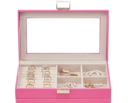 Homde Synthetic Leather Huge Jewelry Box, Pink