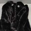 Womens Faux Fur Coat Cropped Fur Jacket Fluffy Long Sleeve Open Front Fuzzy Winter Warm Outerwear (Black,M-L)