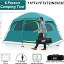 CAMPROS CP Tent-6-Person-Camping-Tents, Waterproof Windproof Family Tent with Top Rainfly, 4 Large Mesh Windows, Double Layer, Easy Set Up, Portable with Carry Bag (Tea Blue)