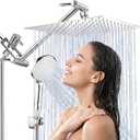 Shower Head, 10 Inch High Pressure Rainfall Shower Head/Handheld Shower Combo with 11 Inch Extension Arm, 9 Settings Adjustable Anti-leak Shower Head with Holder/Hose, Height/Angle Adjustable