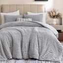 weigelia Fluffy Grey Comforter Full Size Ultra Soft Plush Fleece Grey Comforter Set Full Size, Luxury Fuzzy Bedding Comforter with 2 Pillowcases, Cozy Heavy Faux Fur Comforter Sets for All Season