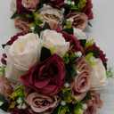 BLOSMON Flower Balls Wedding Centerpieces: 2 Pcs Burgundy Blush & White Fake Rose Flowers Kissing Decor Artificial Floral Arrangements Bouquet of Roses Home Party Room Table DIY Decoration
