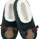 Snoozies Womens Slipper Socks - Cozy Slippers for Women - Fuzzy House Slippers for Indoor Use - Soft Sole Slippers size 9-10 Moose