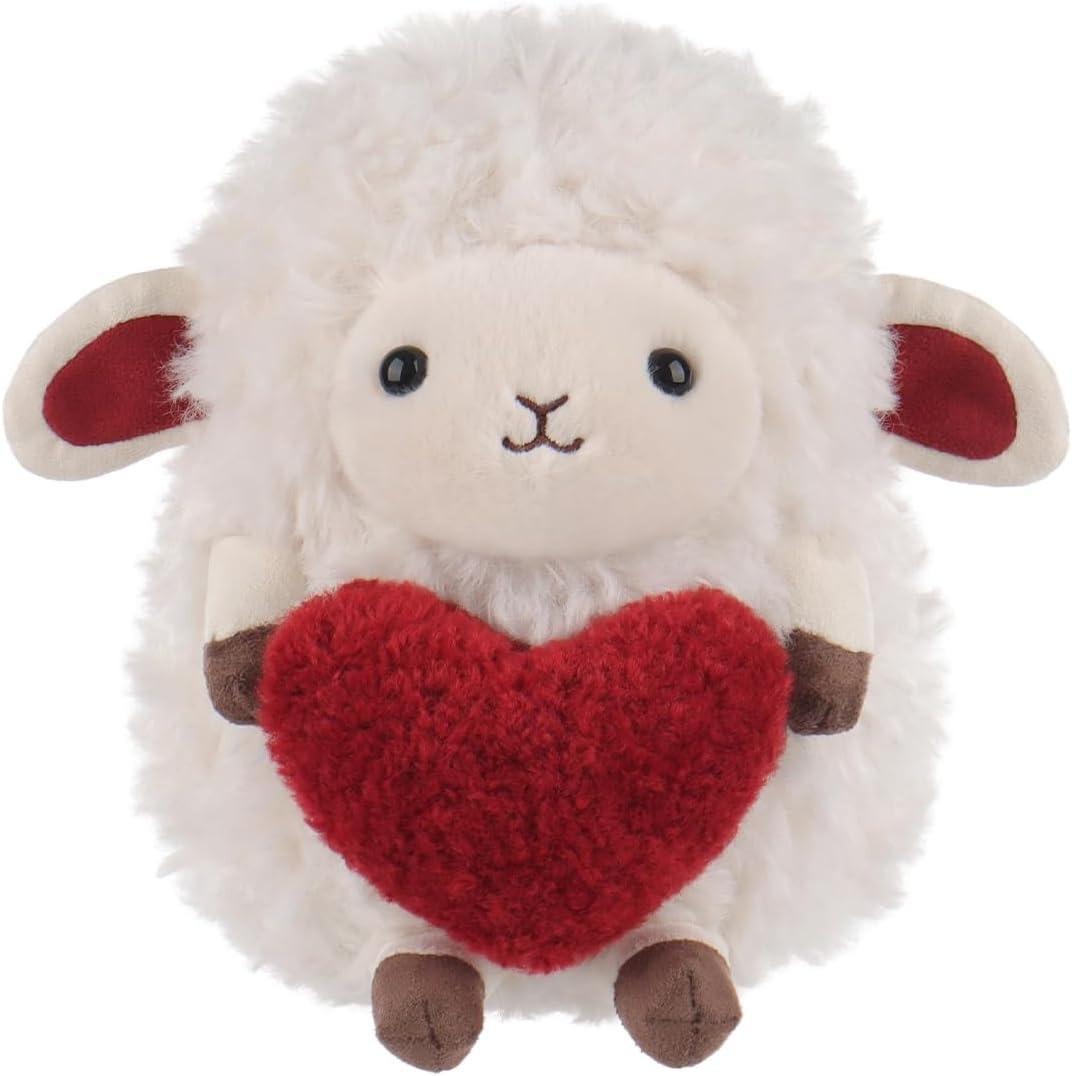 Apricot Lamb Love Lamb with Heart Stuffed Animals for Kids, Soft Cute Plush Toys for Baby Girl and Boy, Fluffy Love Lamb with Heart 6.3 Inches