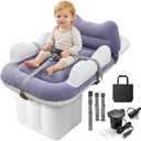 Inflatable Toddler Airplane Bed, Seat Extender for Kids with Cup Holder, Adjustable Dual-Chamber Design, Portable Travel Bed with Hand Pump & Carry Bag, Fits Most Economy Rows (Use Per Airline Policy)