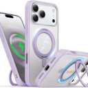 for iPhone 17 Pro Case 6.3-Inch with Magnetic 360 Ring Stand Compatible with MagSafe Crystal Clear Shockproof Protective Phone Cover 6.3" 2025, Lilac