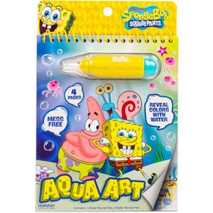 Spongebob Aqua Art, Mess-Free Water Reveal Coloring Book with Pen, No Mess Travel Activity Pad for Kids & Toddlers, Reusable Water Art Set, Preschool On-The-Go Toy, Mess Free Coloring for Toddlers