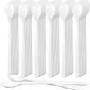 Long Handle Plastic Spoons, 100 Count Heavy Duty Disposable Sundae Spoons for Ice Cream Floats, Milkshakes, BPA-Free Bulk Utensils (White)