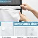 EUTXL Stall No Hook Shower Curtain with Snap in Liner,230GSM Waffle Weave Shower Curtains for Bathroom,60W x 74H,Black