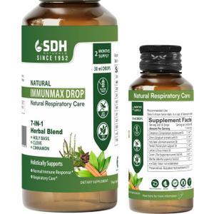 ImmunMax Drop All Natural Immunity and Respiratory Care Support with Holy Basil, Cinnamon & 5 More Herbs 30ml (2 Mon Supply) Colorless
