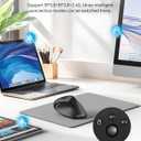 TECKNET Ergonomic Mouse Rechargeable Bluetooth - 4800 DPI Vertical Mice 6 Adjustable Levels, Wireless Optical Carpal Tunnel Mouse Right Hand, Multi Device for Laptop, PC, Computer, MacBook - Black
