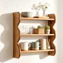 3 Tier Solid Wood Wall Shelf, Rustic Floating Storage Organizer