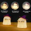 2 x Ghost Night Light for Kids: Cute LED Lamp - Silicone Dimmable Nursery Nightlight - Silicone Rechargeable Bedside Touch Lamp - Funny Office Desk and Halloween Decor for Woman and Kids (Ghost)