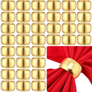 Zhehao 50 Pcs Gold Napkin Rings, Elegant Metal Napkin Holders Buckle for Wedding, Christmas, Thanksgiving & Fall Dinner Table Decor - Reusable for Banquets, Parties, Anniversaries(Vintage)