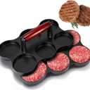 Teenyyou Mini Burger Press (Six 2.64-inch Molds) Small Meat Patty Maker Round Shape Press Patty Maker for Mini Hamburger, Barbecue, Picnic, Camping, Etc, Black