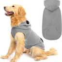 EXPAWLORER Dog Hoodie Fleece Sweater Vest, Hooded Dog Sweatshirt Fall Winter Pet Clothes with Leash Hole, Sleeveless Warm Cozy Puppy Clothing for Cat Small Medium Large Dogs Girl Boy, Grey XXL