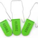 2 x 100 Pcs Plastic Wire Padlocks, Numbered Electric Meter Seals Disposable Anti-Tamper Locks, Metal Wire Padlocks, Plastic Padlock Security Seal with Metal Wire (Green)