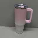40 oz Shiny Tumbler with Handle and Straw,Stainless Steel Tumbler with Lid and Straw,Insulated Travel Mug(Cold for 34 Hours),Water Bottle for Iced Tea,Coffee (Pink)