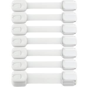 Child Safety Strap Locks (10 Pack) Baby Locks for Cabinets and Drawers, Toilet, Fridge & More. 3M Adhesive Pads. Easy Installation, No Drilling Required, White