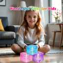 Glitter Square Squishy Cube - Slow Rise Stress Cubes for Adults, Ice Cube Squishy Fidget Toys for Kids Malt Sugar Stress Balls for Anxiety Relief(Blue/Pink/Purple)
