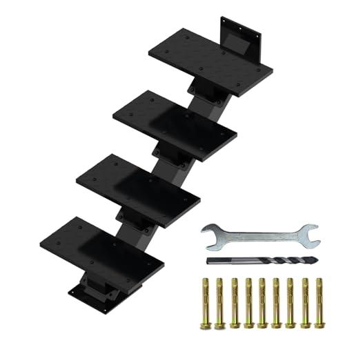 4 Steps Metal Stringer, Steel Stair Stringers for Deck, Step Riser with Tread for Indoor & Outdoor