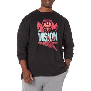 Marvel Big & Tall Classic Vision Men's Tops Short Sleeve Tee Shirt, Black, 4X-Large