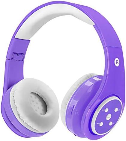 Woice Kids Wireless Bluetooth Headphones Volume Limited 85db/110db Stereo Sound Over-Ear Foldable Children Headphones with Mic SD Card Slot up to 16 Hours Play time for Boys Girls Adults (Purple)