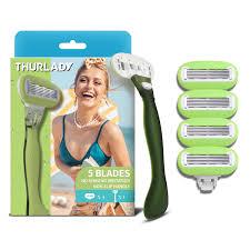 Avocado Green Basic 5-blade Razors for Women - 1 Razor with 4 Refills, 5 Pack 
