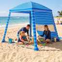 HOMEDEMO 6'6' Beach Cabana, Beach Canopy Tent Easy Set up and Take Down with Sand Pockets, Big Sandy Anchor, Elongated Side Wall for Sand, Blue White