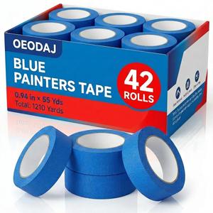 42 Rolls Painters Tape, Blue Painters Tape, 1 Inch Wide (0.94 in 55 Yds), Bulk Multi-Surface Masking Tapes for Wall Painting, DIY Arts Projects, Decoration, No Residue, Remove Easily