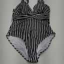 GROWBY Striped One Piece Swimsuit Vintage Swimwear Women Bathing Swimming Suit Female Summer Beachwear Bodysuit L