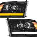 Partsam Full LED Headlights Assembly Compatible with 2009-2018 Ram 1500 2500 3500, DOT Approved Dual Projector Assembly Pair with Start Animation DRL Sequential Turn Signal Hi/Low Beam 6500K 12V IP67 (Black)