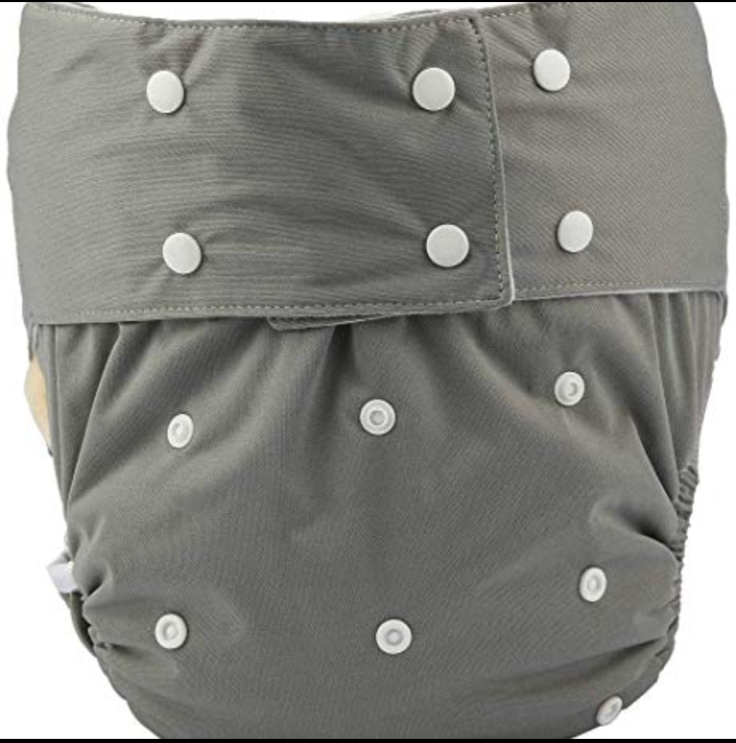 Adult Cloth Diaper Cover Nappy Reusable Washable Adjustable for Disability Incontinence Person (Grey)