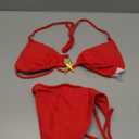 SHENHE Women's Triangle String Bikini Set 2 Piece Halter Swimsuits Starfish Metal Linked Swim Set (Red) M