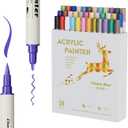 36 Colors Acrylic Paint Pens With Gold and Siliver Mettallic Color, Dual Tip Brush and Fine, Acrylic Markers for Rock Painting, Wood, Canvas, Fabric, Paper, DIY Crafts Making Art Supply